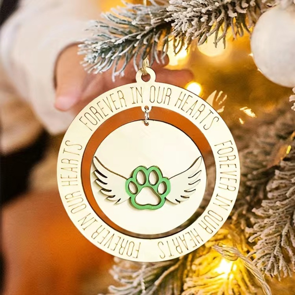 Round Angel Pet Paw Christmas Ornament - Picture 3 of 5